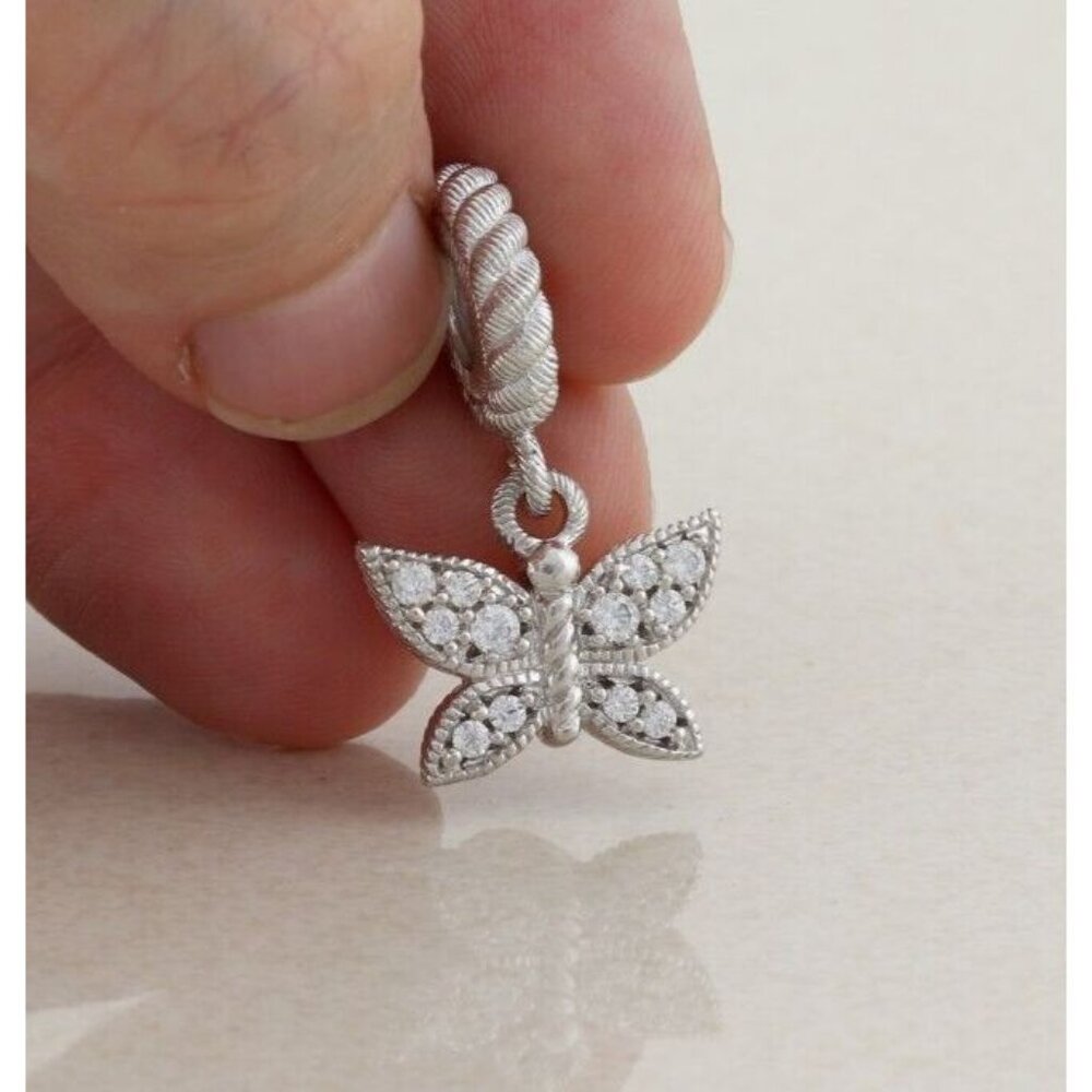 Sterling Silver Judith Ripka Cubic Zirconia Butterfly Dangle Charm